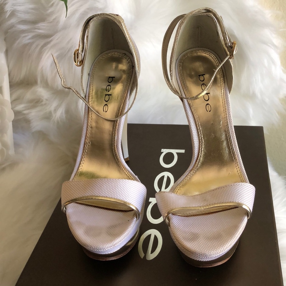 Bebe white high heels